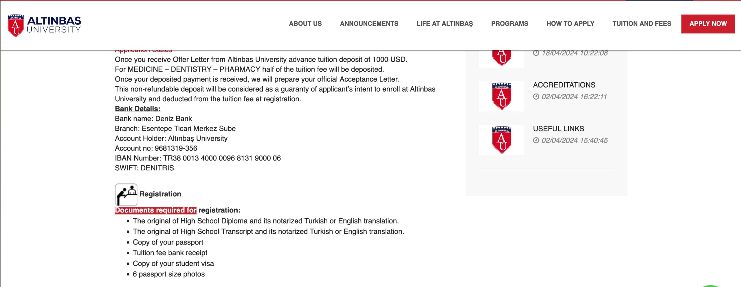 دانشگاه آلتین باش استانبول (Altinbas University) 13 مدارک ثبت نام دانشگاه آلتین باش