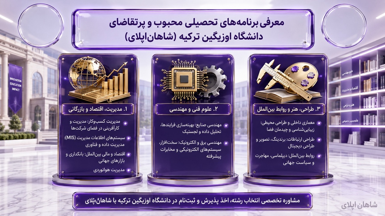 دانشگاه اوزیگین استانبول (Özyeğin Üniversitesi) 13 برنامههای تحصیلی محبوب دانشگاه اوزیگین